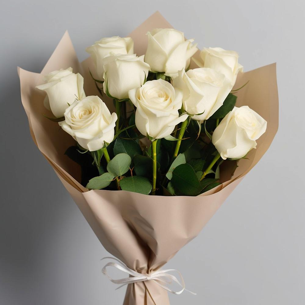 Букет 9 Белых роз Эдлесс Лав в Кирсе