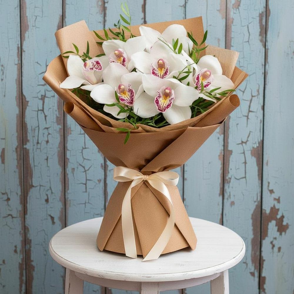 Букет цветов из: Орхидеи и Розы в Кирсе