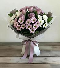 Букет цветов из:  Хризантемы и Розы #REPLACE_PRED# Кирсе