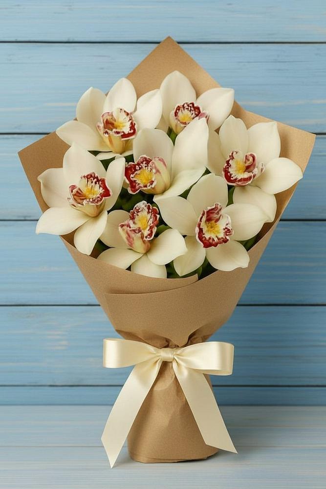 Букет цветов из: Орхидеи и Розы в Кирсе